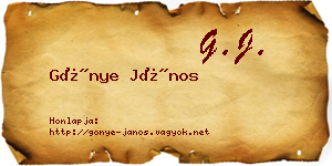 Gönye János névjegykártya